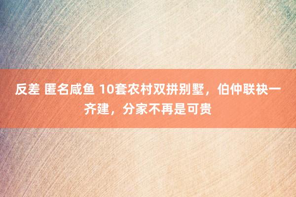 反差 匿名咸鱼 10套农村双拼别墅，伯仲联袂一齐建，分家不再是可贵