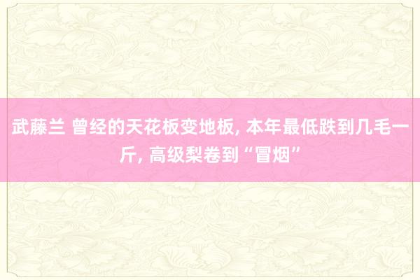 武藤兰 曾经的天花板变地板， 本年最低跌到几毛一斤， 高级梨卷到“冒烟”