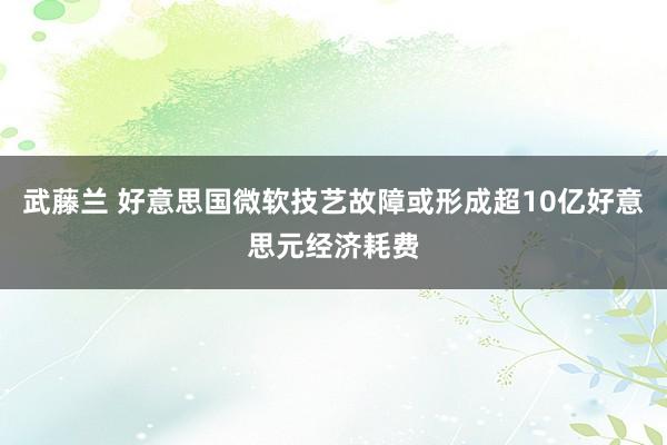 武藤兰 好意思国微软技艺故障或形成超10亿好意思元经济耗费