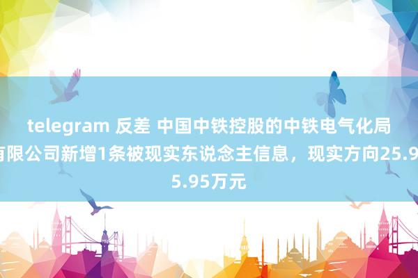 telegram 反差 中国中铁控股的中铁电气化局集团有限公司新增1条被现实东说念主信息，现实方向25.95万元