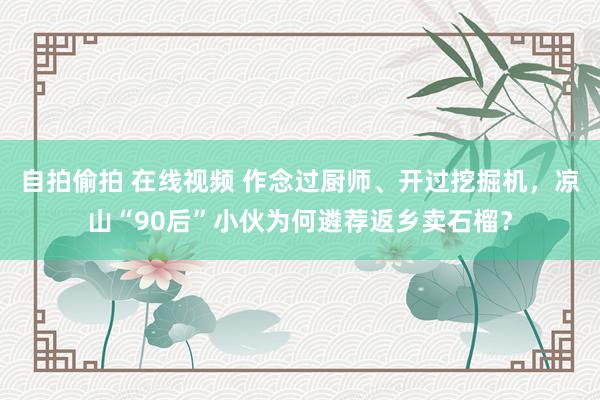 自拍偷拍 在线视频 作念过厨师、开过挖掘机，凉山“90后”小伙为何遴荐返乡卖石榴？