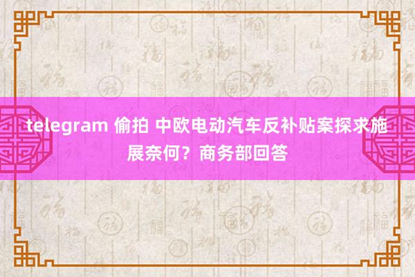 telegram 偷拍 中欧电动汽车反补贴案探求施展奈何？商务部回答