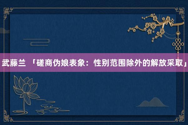 武藤兰 「磋商伪娘表象：性别范围除外的解放采取」