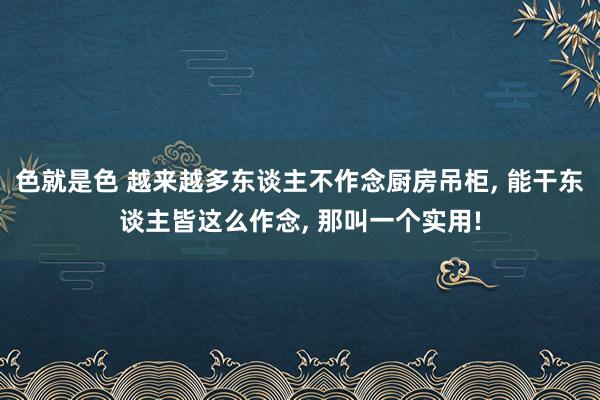 色就是色 越来越多东谈主不作念厨房吊柜， 能干东谈主皆这么作念， 那叫一个实用!