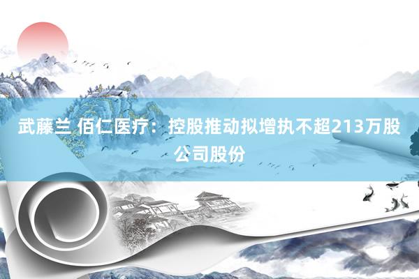 武藤兰 佰仁医疗：控股推动拟增执不超213万股公司股份