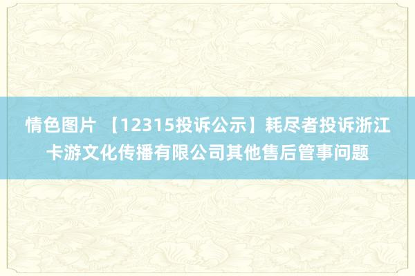 情色图片 【12315投诉公示】耗尽者投诉浙江卡游文化传播有限公司其他售后管事问题