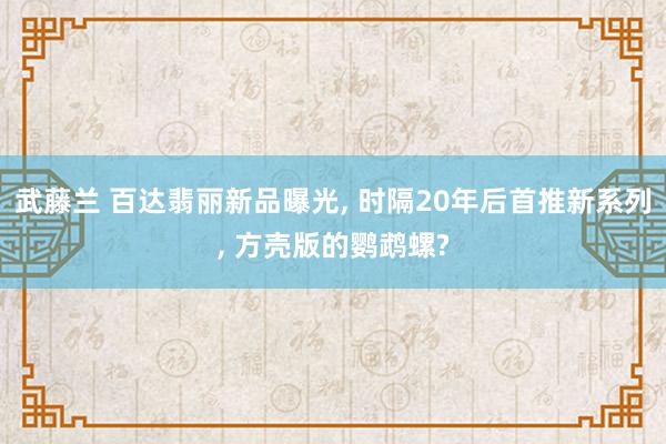 武藤兰 百达翡丽新品曝光， 时隔20年后首推新系列， 方壳版的鹦鹉螺?