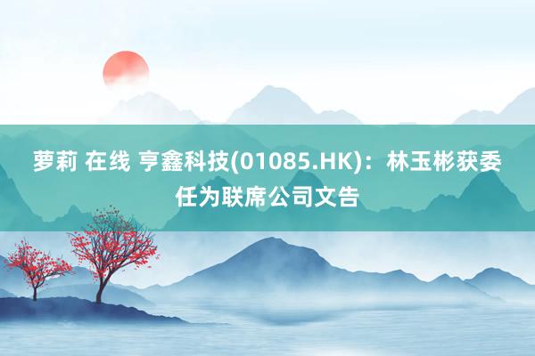 萝莉 在线 亨鑫科技(01085.HK)：林玉彬获委任为联席公司文告