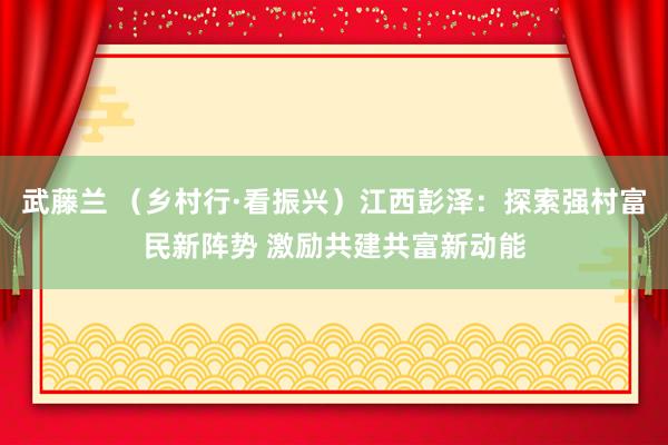 武藤兰 （乡村行·看振兴）江西彭泽：探索强村富民新阵势 激励共建共富新动能