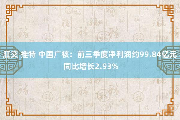 肛交 推特 中国广核：前三季度净利润约99.84亿元 同比增长2.93%