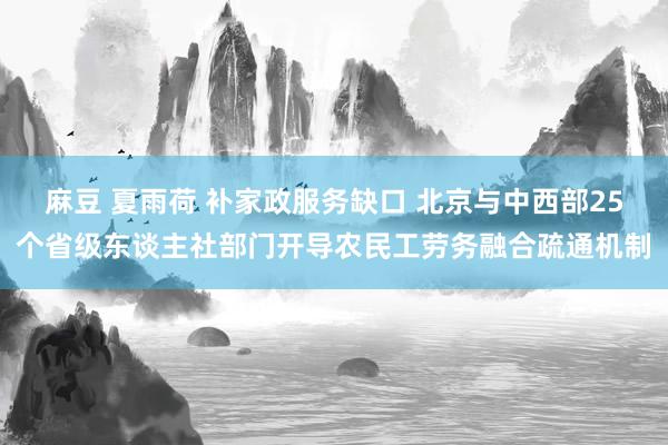 麻豆 夏雨荷 补家政服务缺口 北京与中西部25个省级东谈主社部门开导农民工劳务融合疏通机制