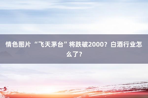 情色图片 “飞天茅台”将跌破2000？白酒行业怎么了？