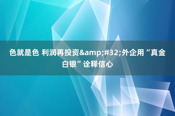 色就是色 利润再投资&#32;外企用“真金白银”诠释信心