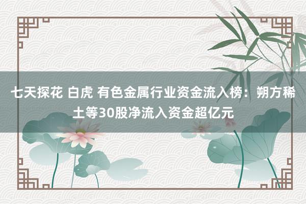 七天探花 白虎 有色金属行业资金流入榜：朔方稀土等30股净流入资金超亿元