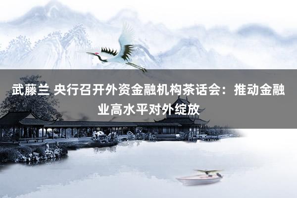 武藤兰 央行召开外资金融机构茶话会：推动金融业高水平对外绽放