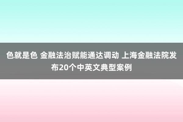 色就是色 金融法治赋能通达调动 上海金融法院发布20个中英文典型案例