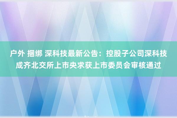 户外 捆绑 深科技最新公告：控股子公司深科技成齐北交所上市央求获上市委员会审核通过