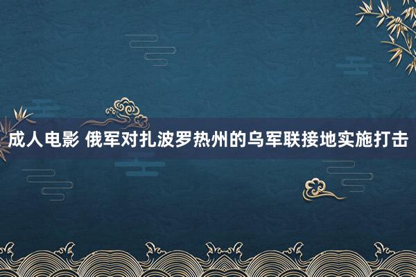 成人电影 俄军对扎波罗热州的乌军联接地实施打击