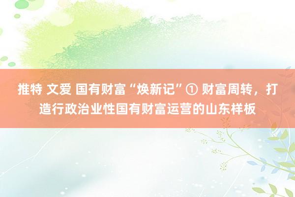 推特 文爱 国有财富“焕新记”① 财富周转，打造行政治业性国有财富运营的山东样板