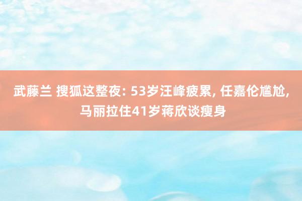 武藤兰 搜狐这整夜: 53岁汪峰疲累， 任嘉伦尴尬， 马丽拉住41岁蒋欣谈瘦身