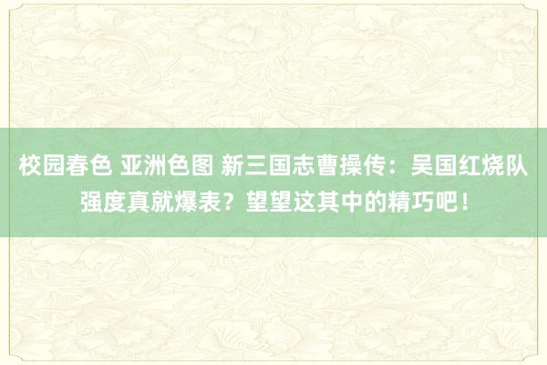 校园春色 亚洲色图 新三国志曹操传：吴国红烧队强度真就爆表？望望这其中的精巧吧！