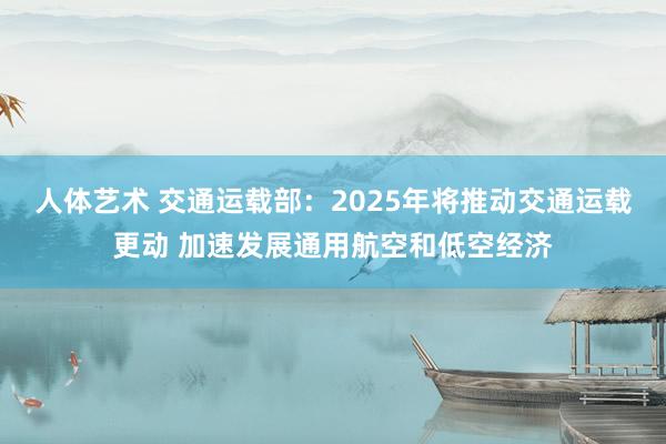 人体艺术 交通运载部：2025年将推动交通运载更动 加速发展通用航空和低空经济