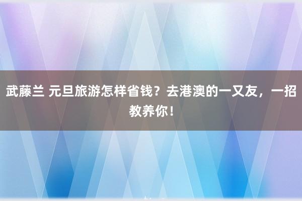 武藤兰 元旦旅游怎样省钱？去港澳的一又友，一招教养你！