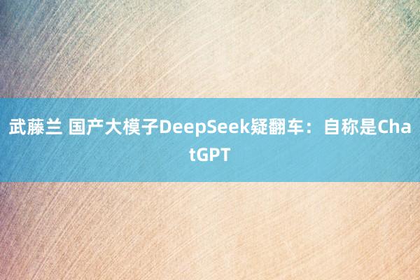 武藤兰 国产大模子DeepSeek疑翻车：自称是ChatGPT