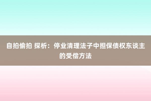 自拍偷拍 探析：停业清理法子中担保债权东谈主的受偿方法