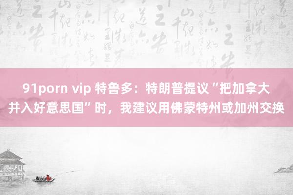 91porn vip 特鲁多：特朗普提议“把加拿大并入好意思国”时，我建议用佛蒙特州或加州交换