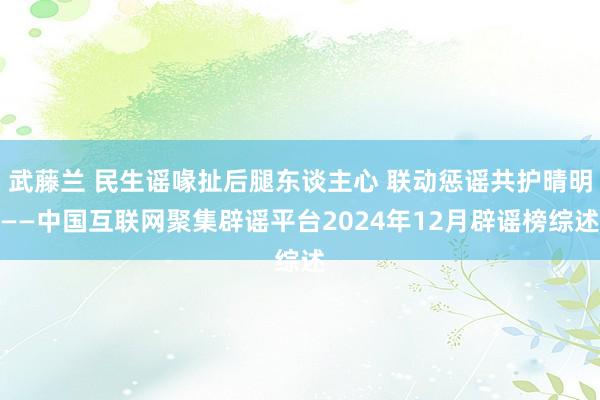 武藤兰 民生谣喙扯后腿东谈主心 联动惩谣共护晴明——中国互联网聚集辟谣平台2024年12月辟谣榜综述