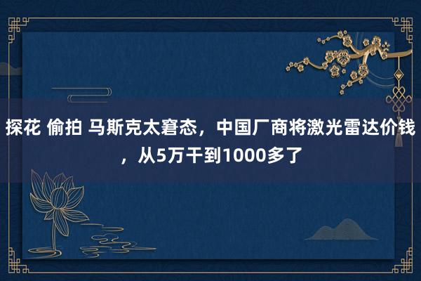 探花 偷拍 马斯克太窘态，中国厂商将激光雷达价钱，从5万干到1000多了