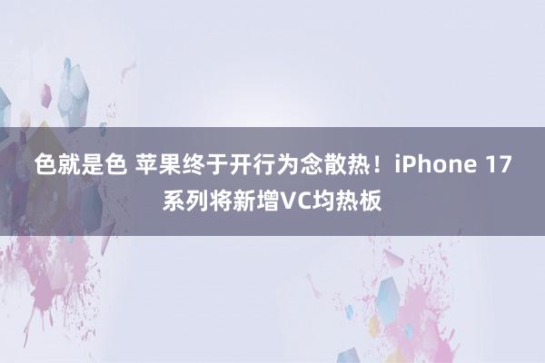 色就是色 苹果终于开行为念散热！iPhone 17系列将新增VC均热板